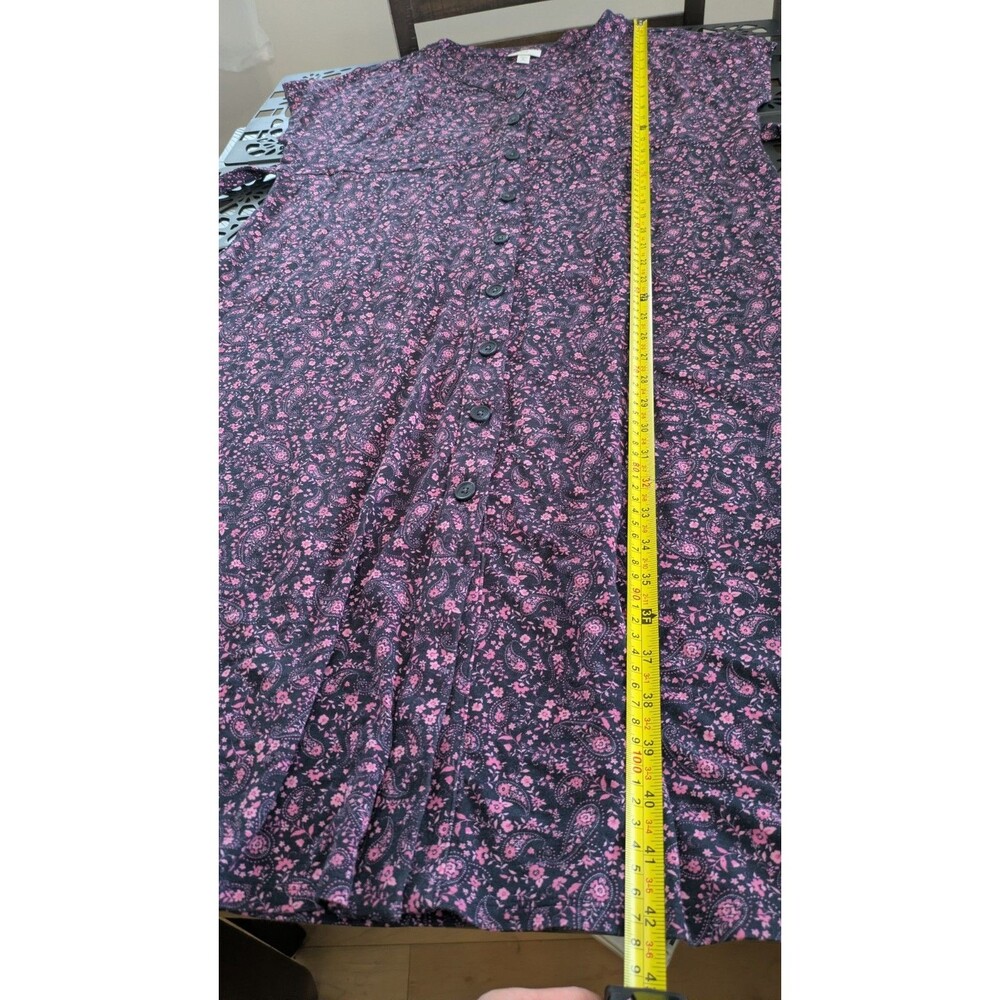 J Jill Floral Paisley Midi Dress XLP Tie Back Button Front Stretch Pockets - Picture 10 of 10